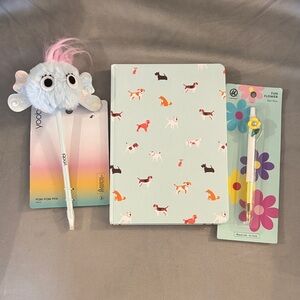 Dog Patterned Notebook and Fun Pens Set